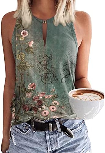 Buy Tank Top for Women Keyhole V Neck Sleeveless Summer Casual Loose Fit Business Cute Floral Basic Shirt Blouse